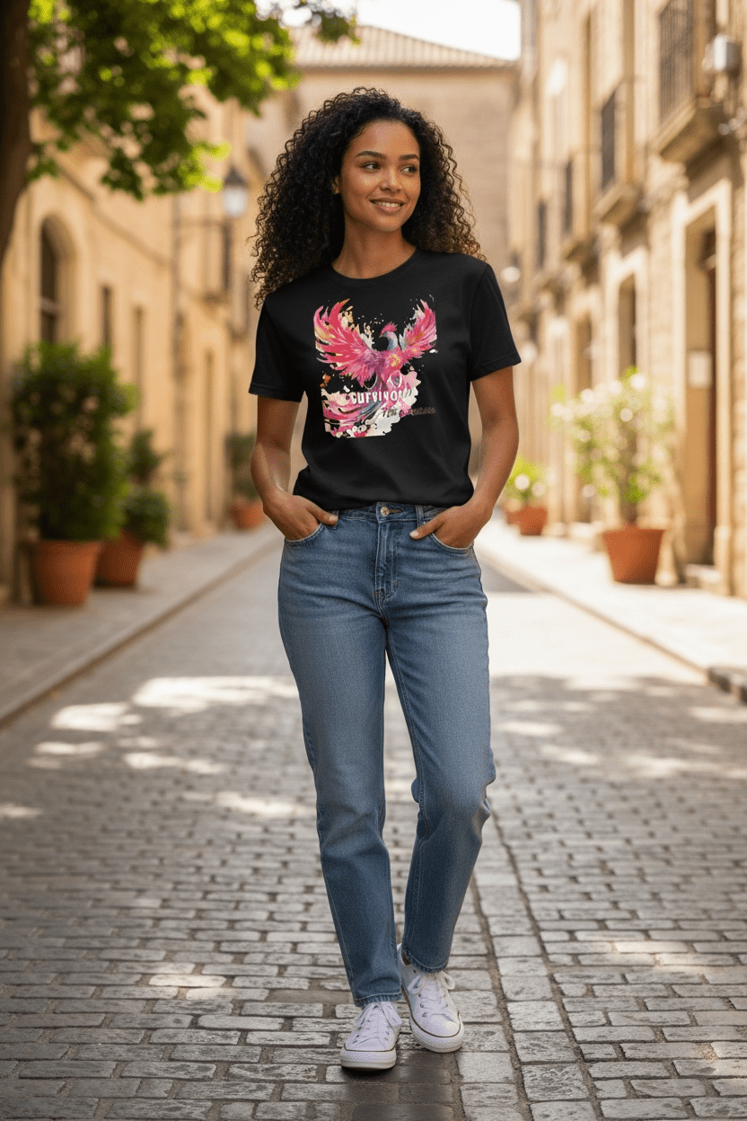 Breast Cancer Survivor Pink Ribbon Shirt Bella Canvas Tee - Nonna J's