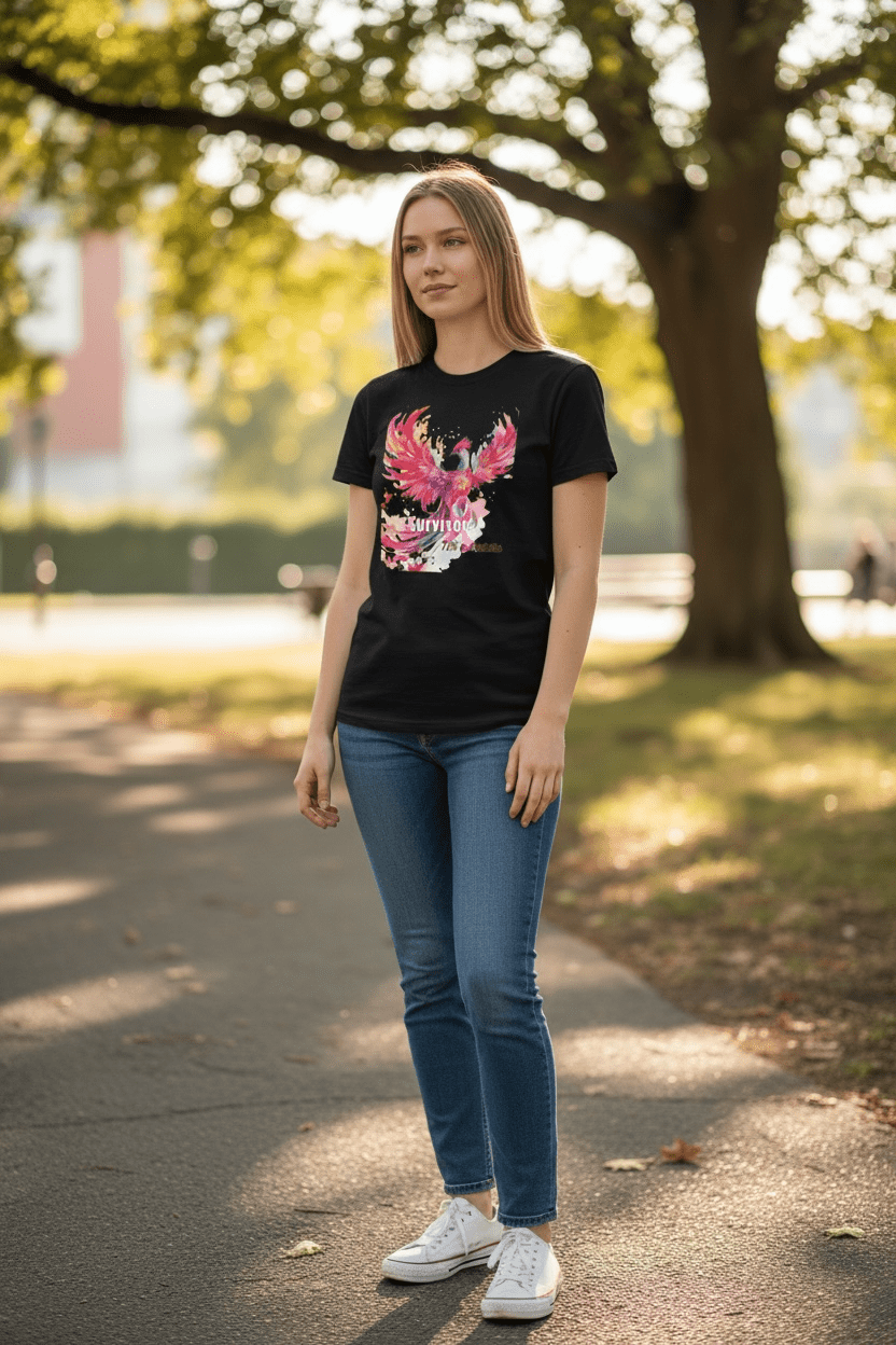 Breast Cancer Survivor Pink Ribbon Shirt Bella Canvas Tee - Nonna J's