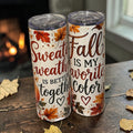 Cozy Fall Skinny Tumbler 20 Oz With Autumn Leaf Design And Clear Lid - Nonna J's