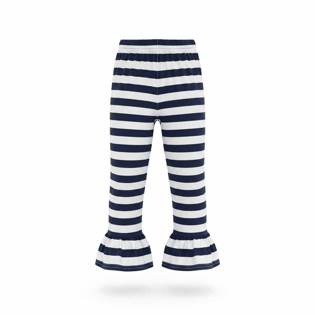Glitter Mermaid Outfit Navy Striped Pants For Girls - Nonna J's