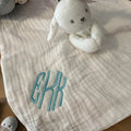 Lamb Lovey With Monogram Baby Security Blanket - Nonna J's