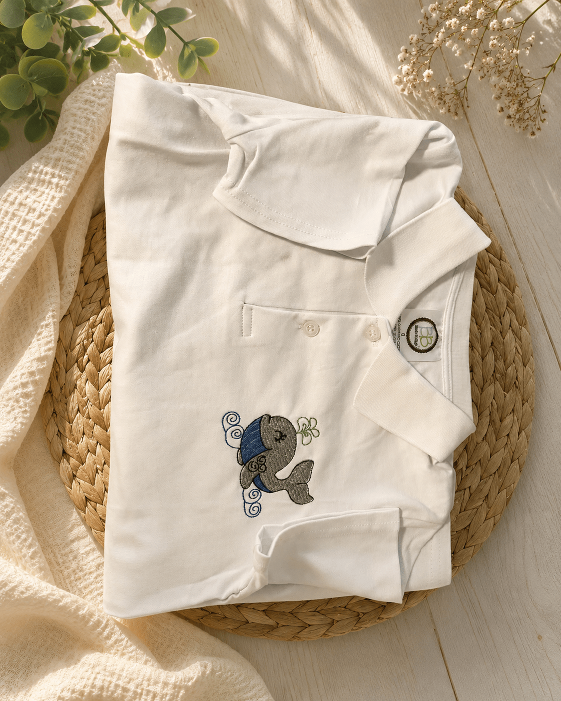 Whale Of A Time Boys Polo Shirt With Embroidered Whale - Nonna J's