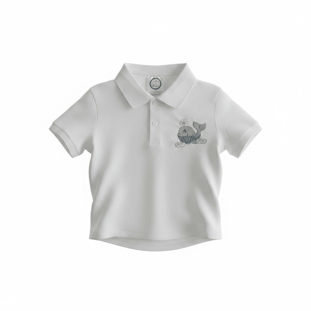 Whale Of A Time Boys Polo Shirt With Embroidered Whale - Nonna J's